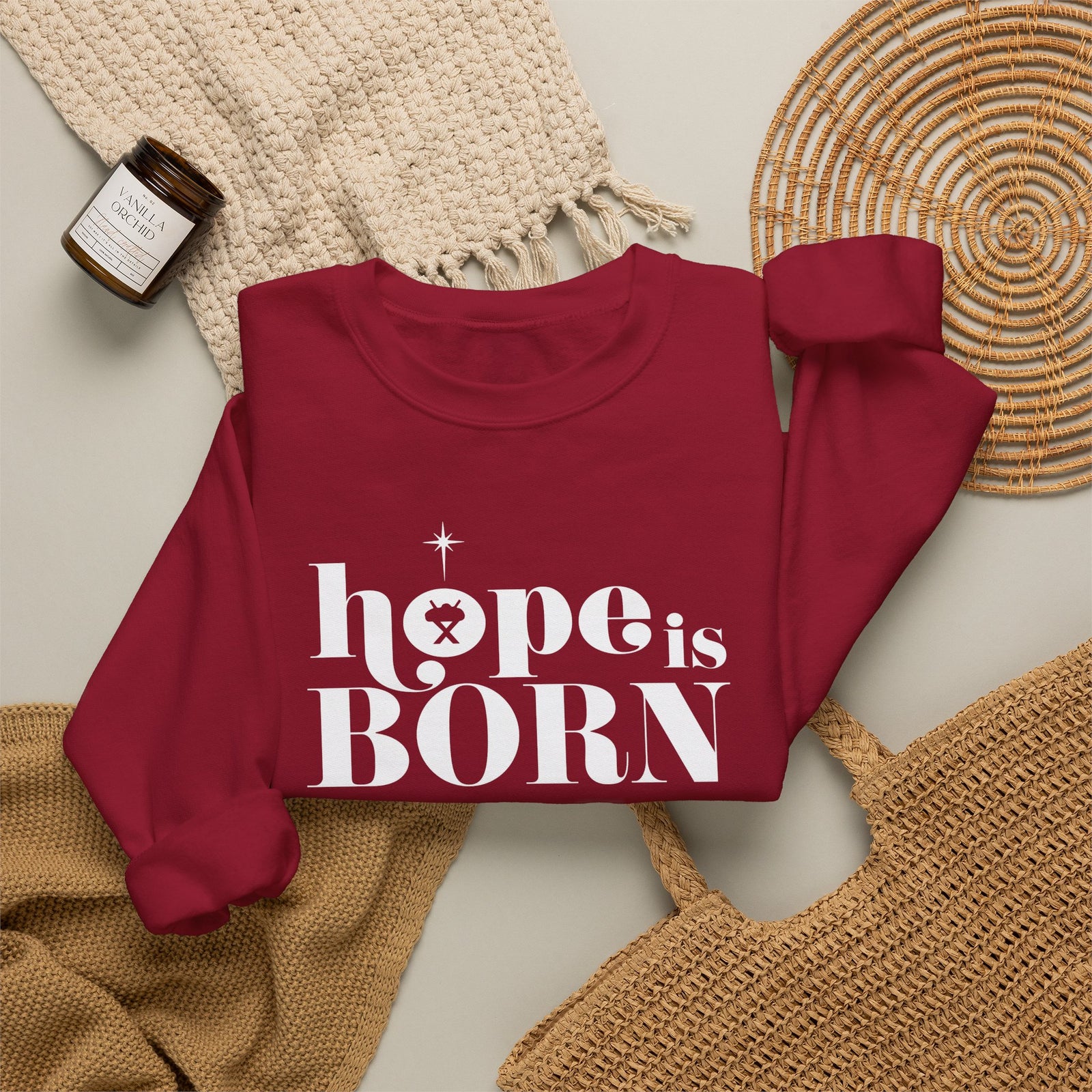 Hope is Born Nativity Christmas Season Crewneck Unisex Sweatshirt