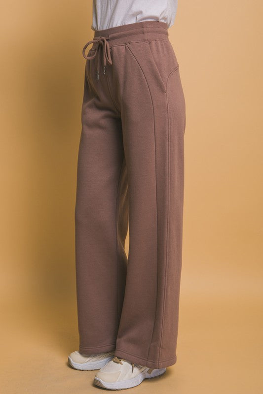 Love Tree Drawstring Wide Leg Sweatpants with Pockets - Sydney So Sweet