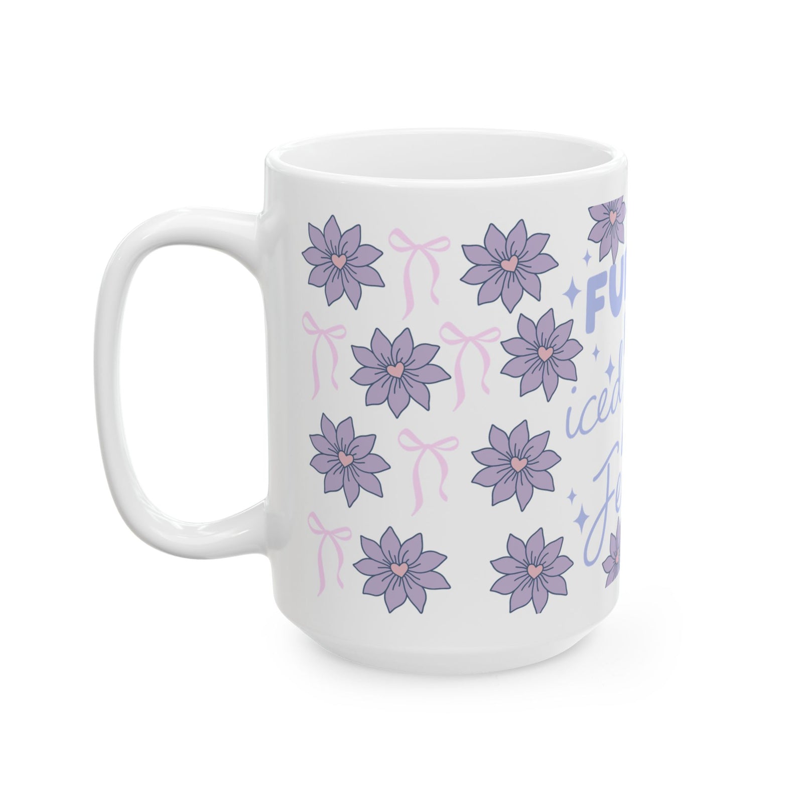 Fueled by Iced Coffee and Jesus Cute Ceramic Mug Coffee Cup (11oz & 15oz)