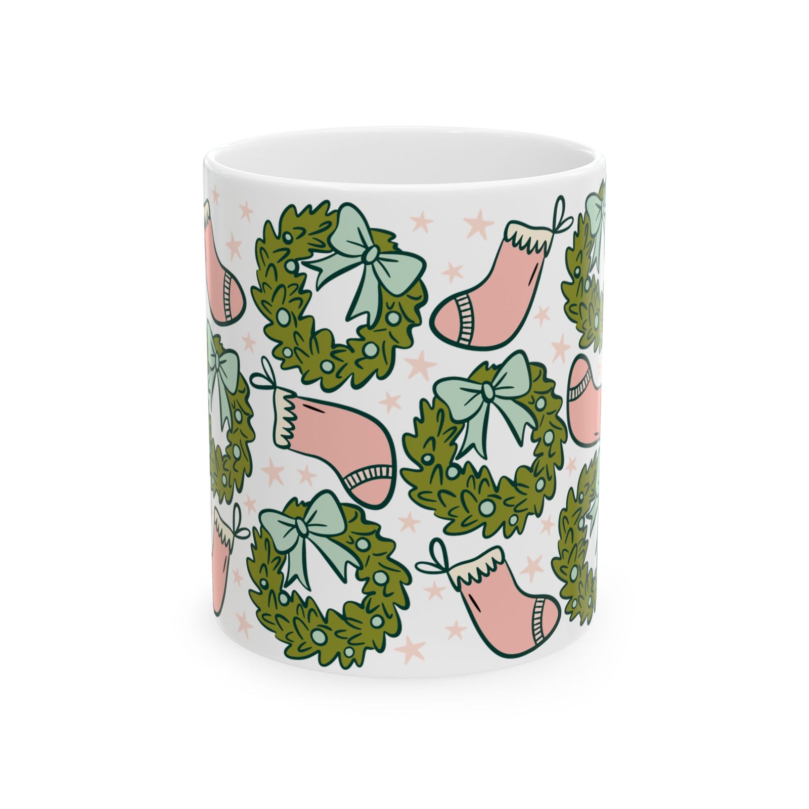 Holly Jolly Christmas Stockings Ceramic Mug Coffee Cup (11oz & 15oz)