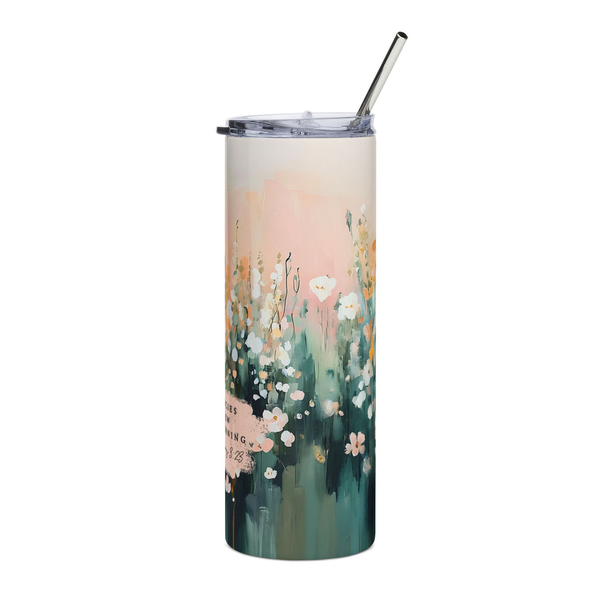 His Mercies Are New Every Morning 20oz Floral Stainless Tumbler Inspirational Travel Mug
