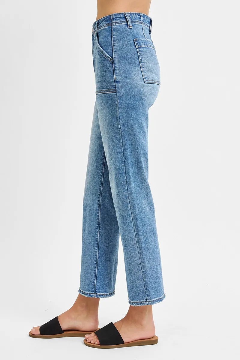 RISEN Full Size High Waisted Bootcut Cropped Jeans Plus Size - Sydney So Sweet