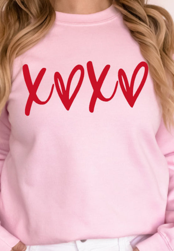 Valentine’s Day XOXO Round Neck Drop Shoulder Sweatshirt - Sydney So Sweet