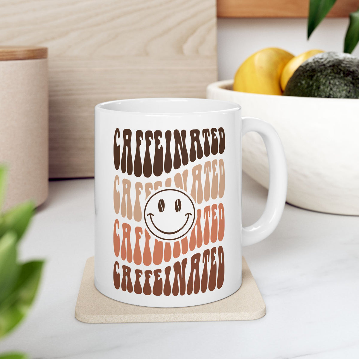 Caffeinated Smile Cute Ceramic Mug Coffee Cup (11oz & 15oz)
