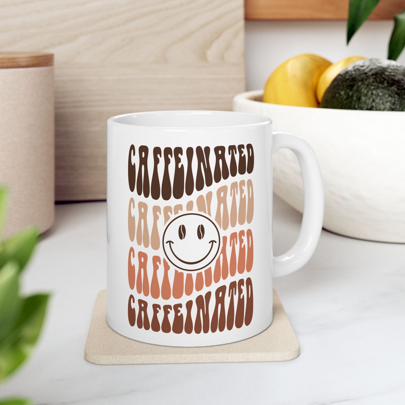Caffeinated Smile Cute Ceramic Mug Coffee Cup (11oz & 15oz)