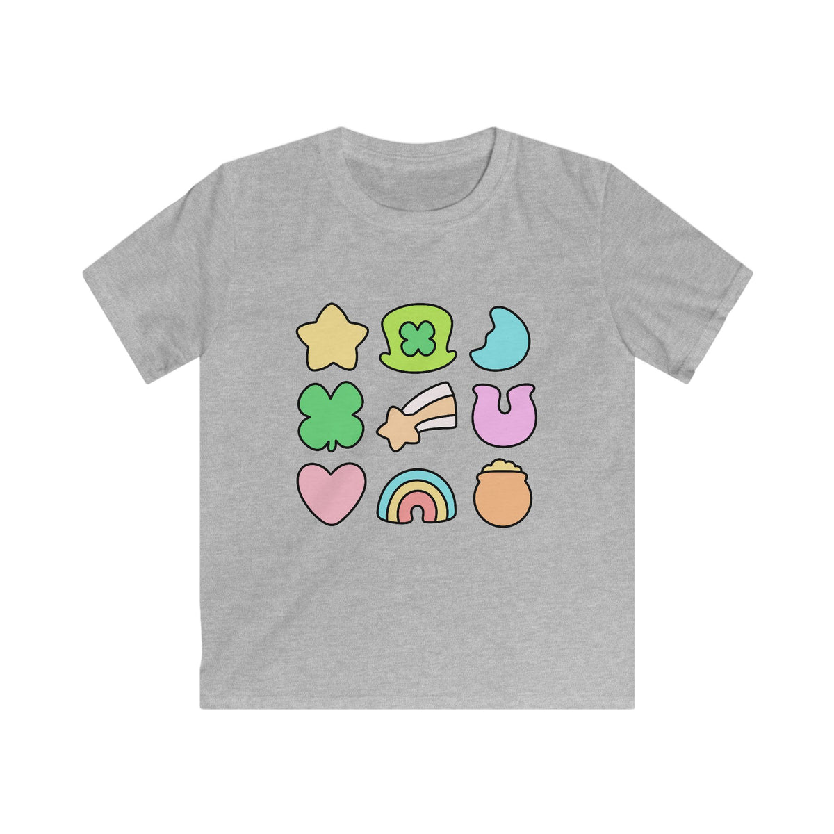 Kids St. Patrick's Day Marshmallows Tee Cute Rainbow, Shamrock & Lucky Charms Graphic T-Shirt