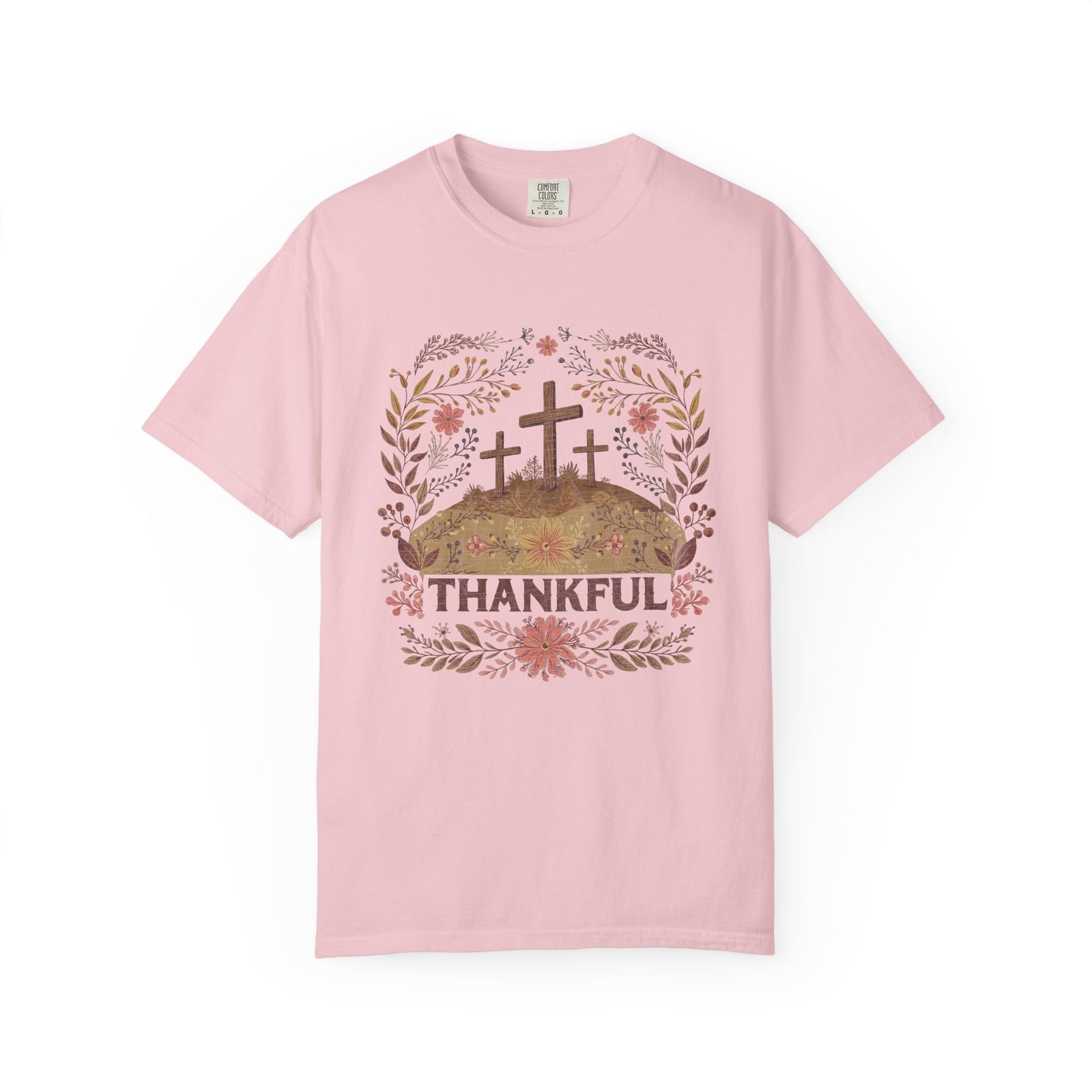 Thankful Cross T-shirt Christian Faith Tee for Thanksgiving & Worship