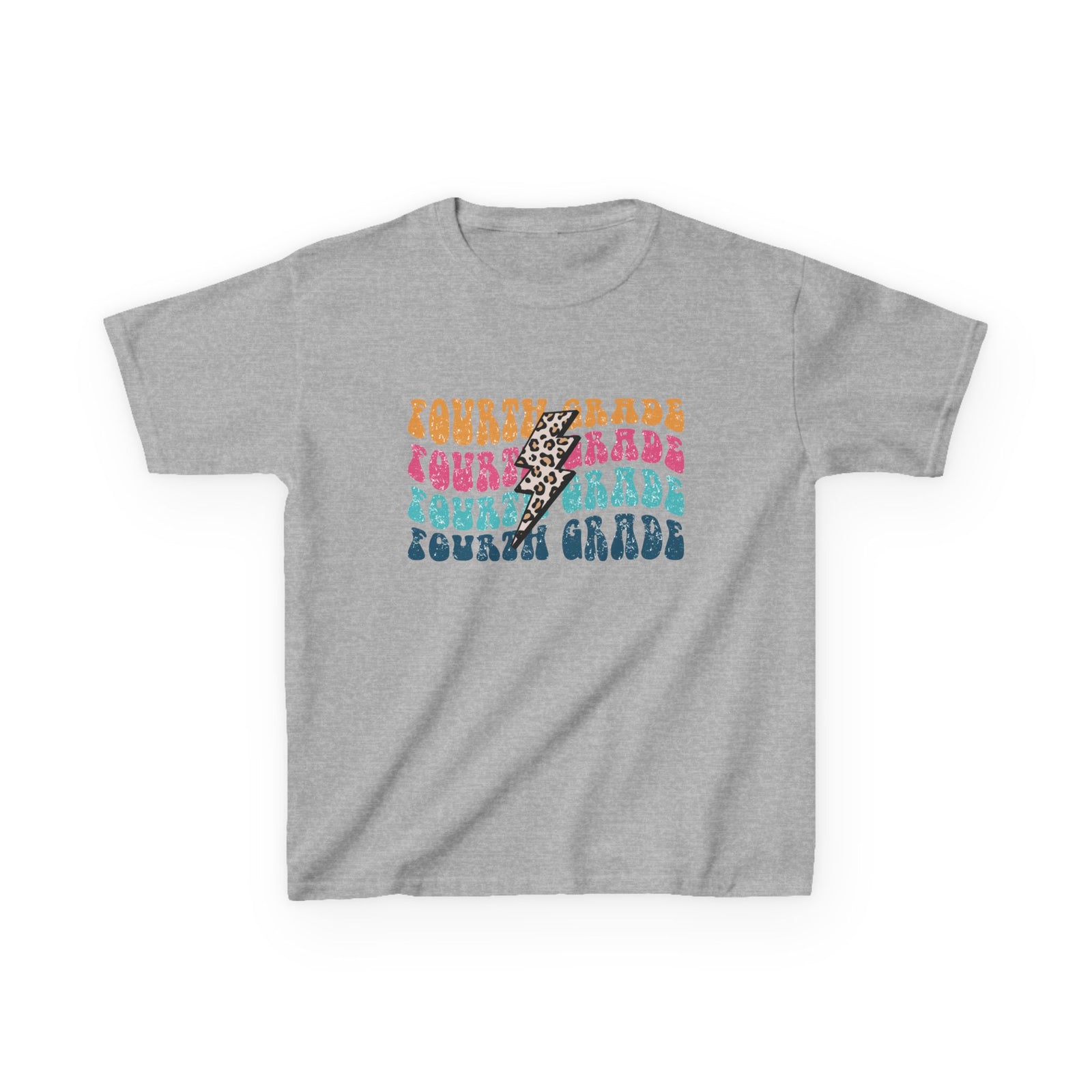 Fourth Grade Leopard Lightning Graphic Tee Back-to-School 4th Grade Kids T-Shirt
