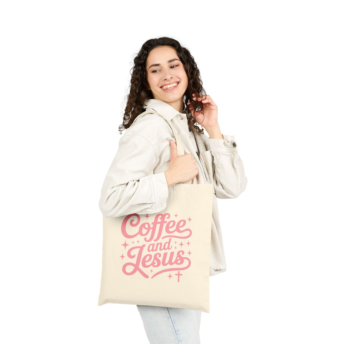 Coffee and Jesus Christian Cotton Canvas Tote Bag
