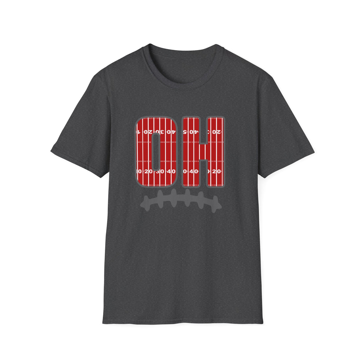 OH Football Field Stripe Ohio State T-Shirt Scarlet & Gray Gameday Tee
