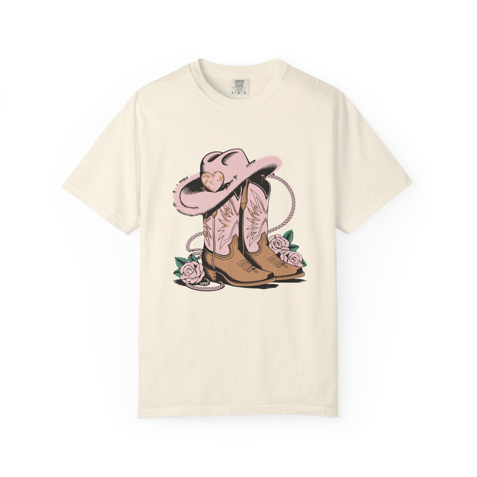 Cowgirl Valentine Boots & Hat Graphic T-Shirt Short Sleeve Tee - Sydney So Sweet