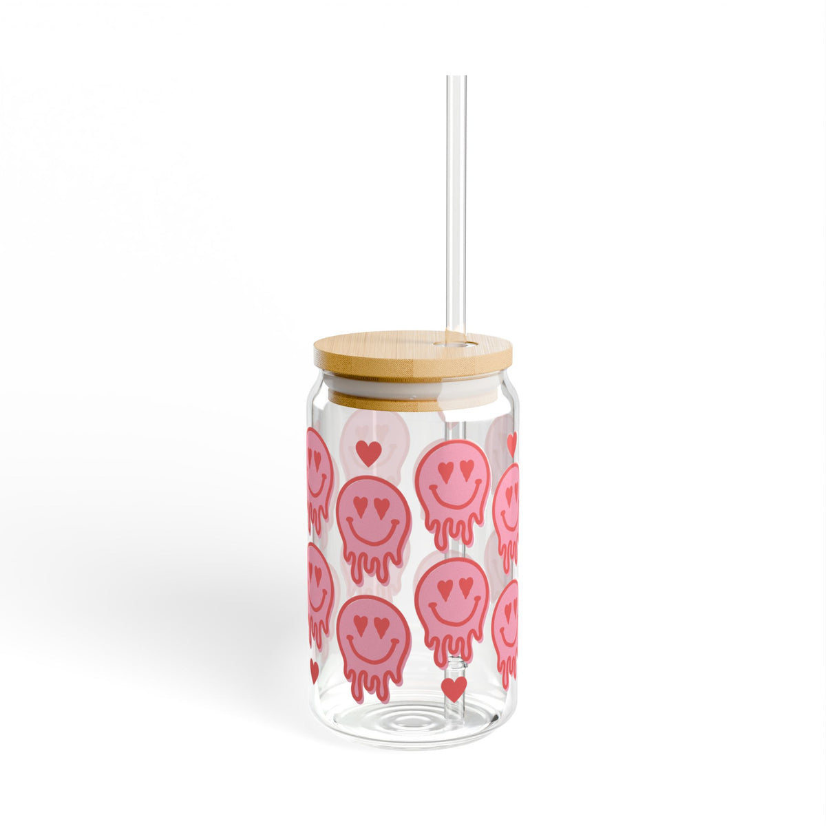 Love Melt Valentine Tumbler Sipper Glass 16oz — Reusable Drink Jar with Lid & Straw - Sydney So Sweet