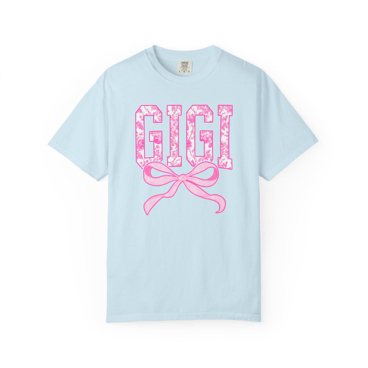 Gigi Coquette Pink Toile Bow T-Shirt Cute Grandmother Graphic Tee