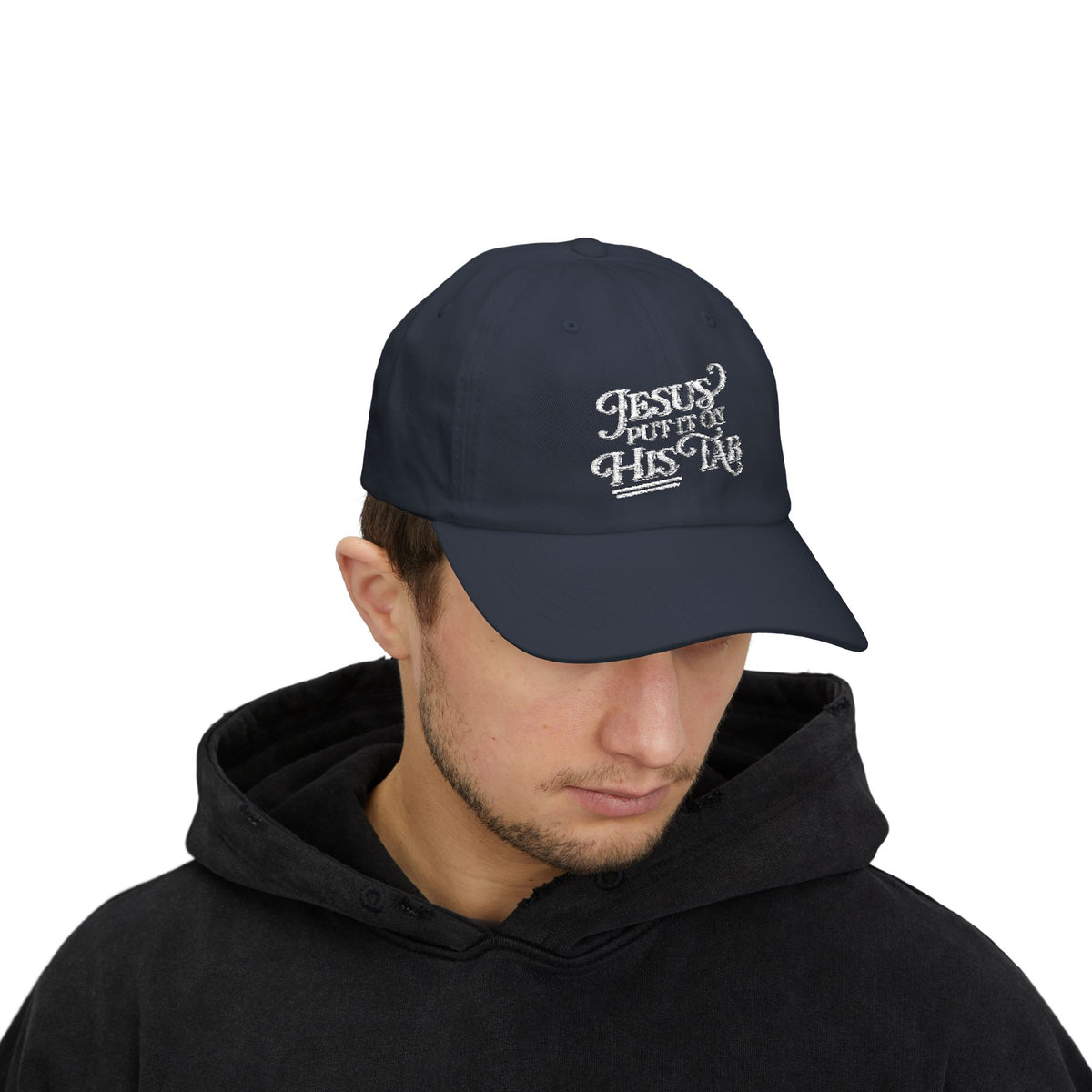 Jesus Put It On His Tab White Embroidered Christian Dad Cap Baseball Hat