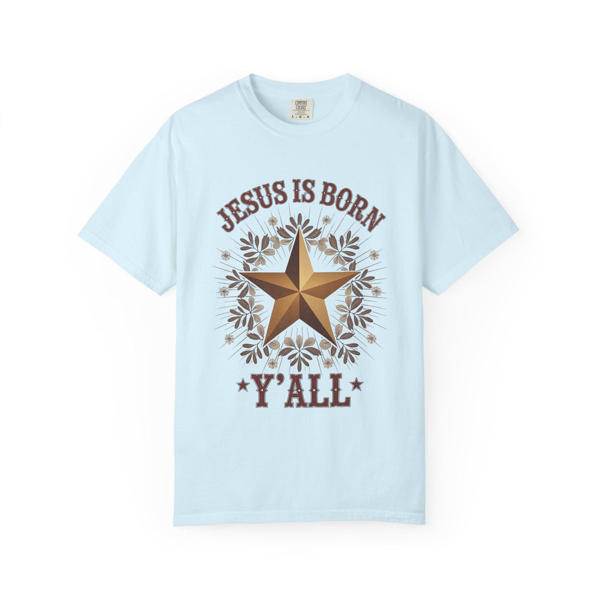 Jesus is Born Y'all Christmas T-Shirt Christian Western Star Graphic Tee