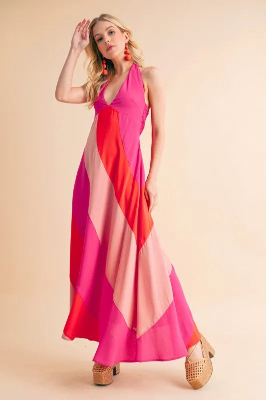 Aemi+Co Color Block Sleeveless Maxi Dress - Sydney So Sweet