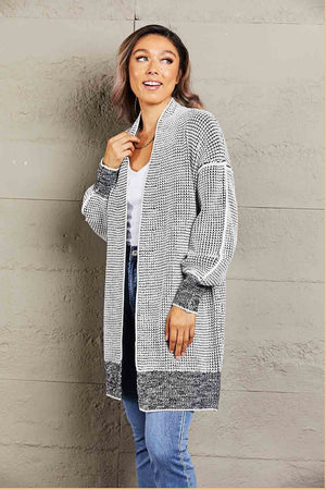 Woven Right Heathered Open Front Longline Cardigan - Sydney So Sweet