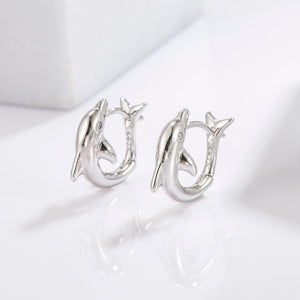 925 Sterling Silver Zircon Dolphin Earrings - Sydney So Sweet