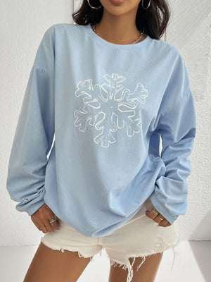 Devine Snowflake Graphic Long Sleeve Sweatshirt - Sydney So Sweet