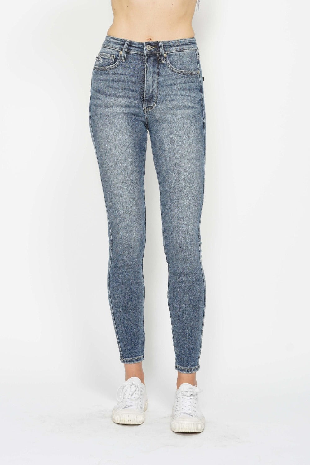 Judy Blue Full Size Tummy Control Contrast Wash Skinny Jeans - Sydney So Sweet