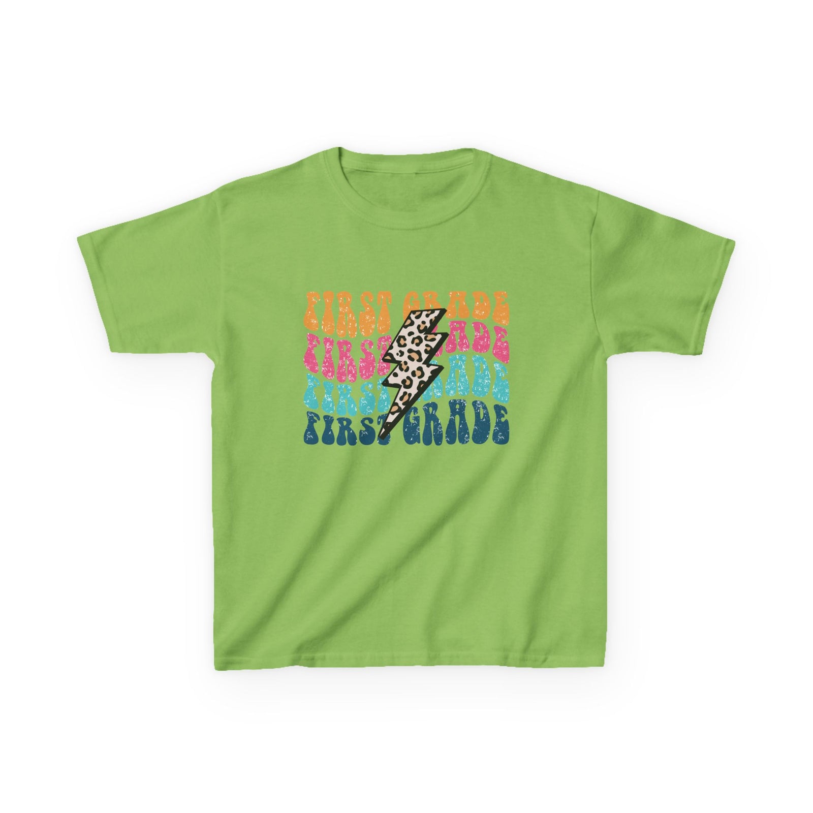 First Grade Leopard Lightning Graphic Tee Back-to-School 1st Grade Kids T-Shirt