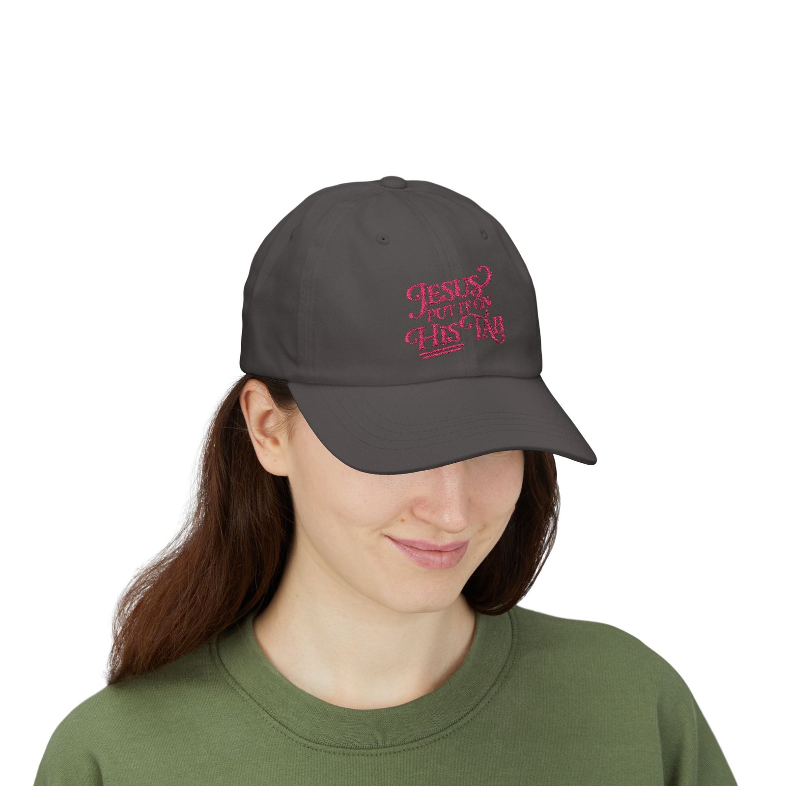 Jesus Put It On His Tab Pink Embroidered Christian Dad Cap Baseball Hat
