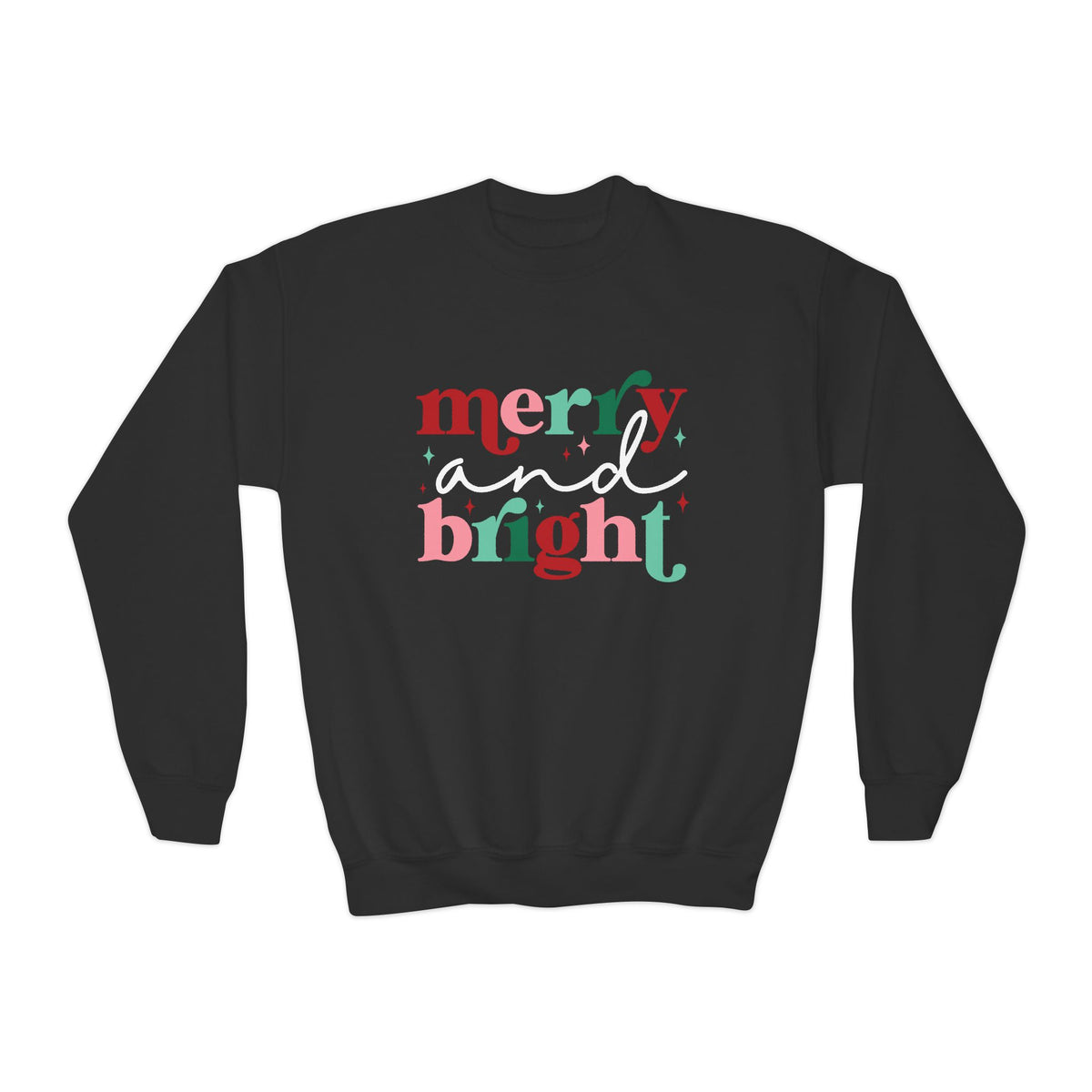 Merry & Bright Christmas Crewneck Youth Sweatshirt