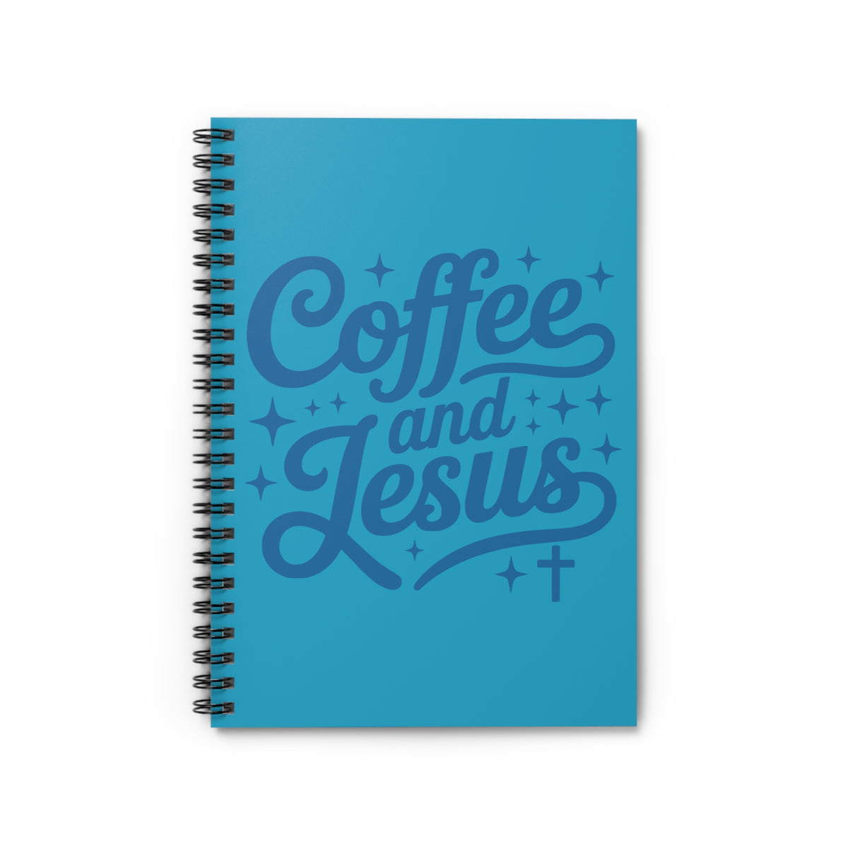 Coffee and Jesus Blue Spiral Notebook Christian Ruled Journal for Church & Devotions