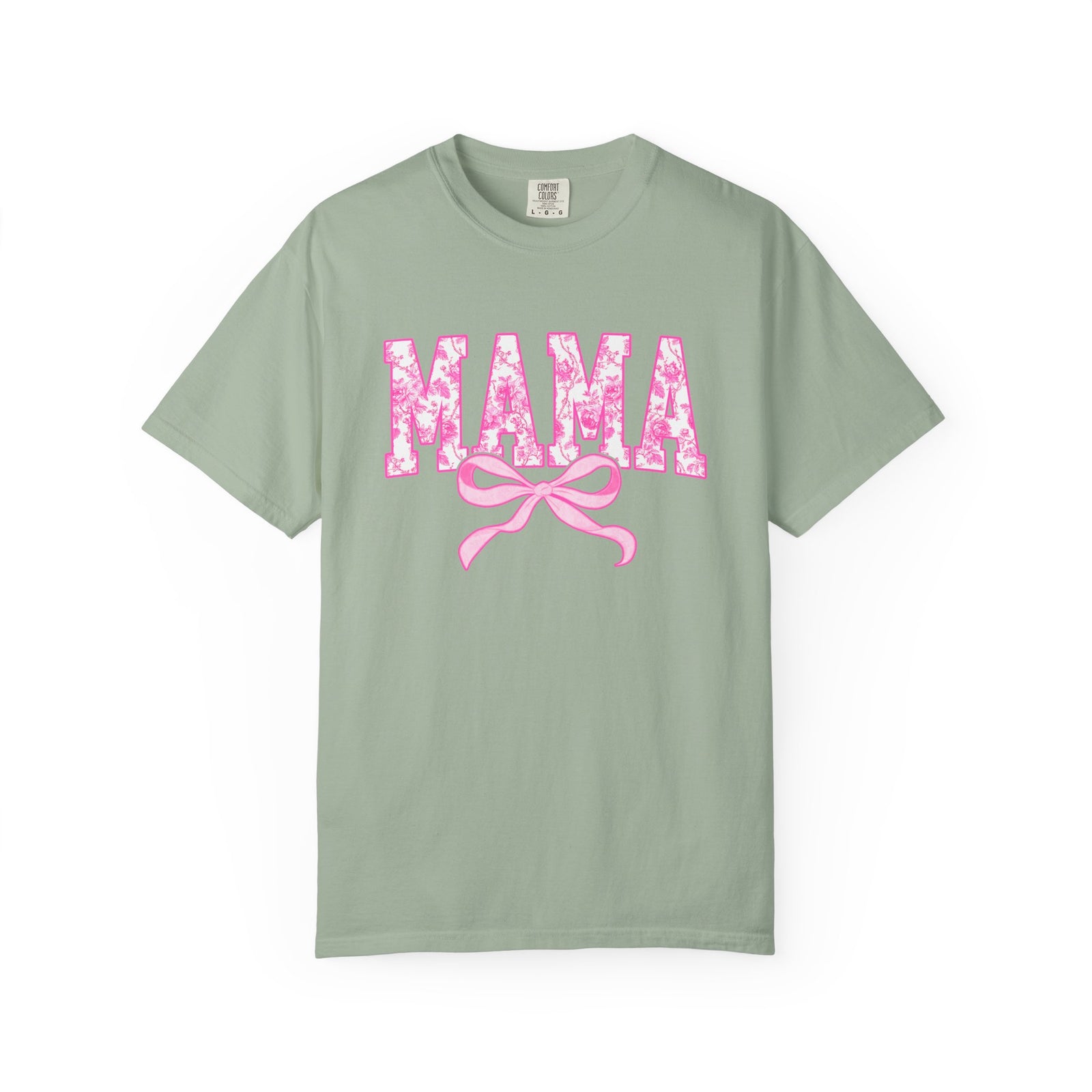 Mama Coquette Pink Toile Bow T-Shirt Cute Mom Graphic Tee