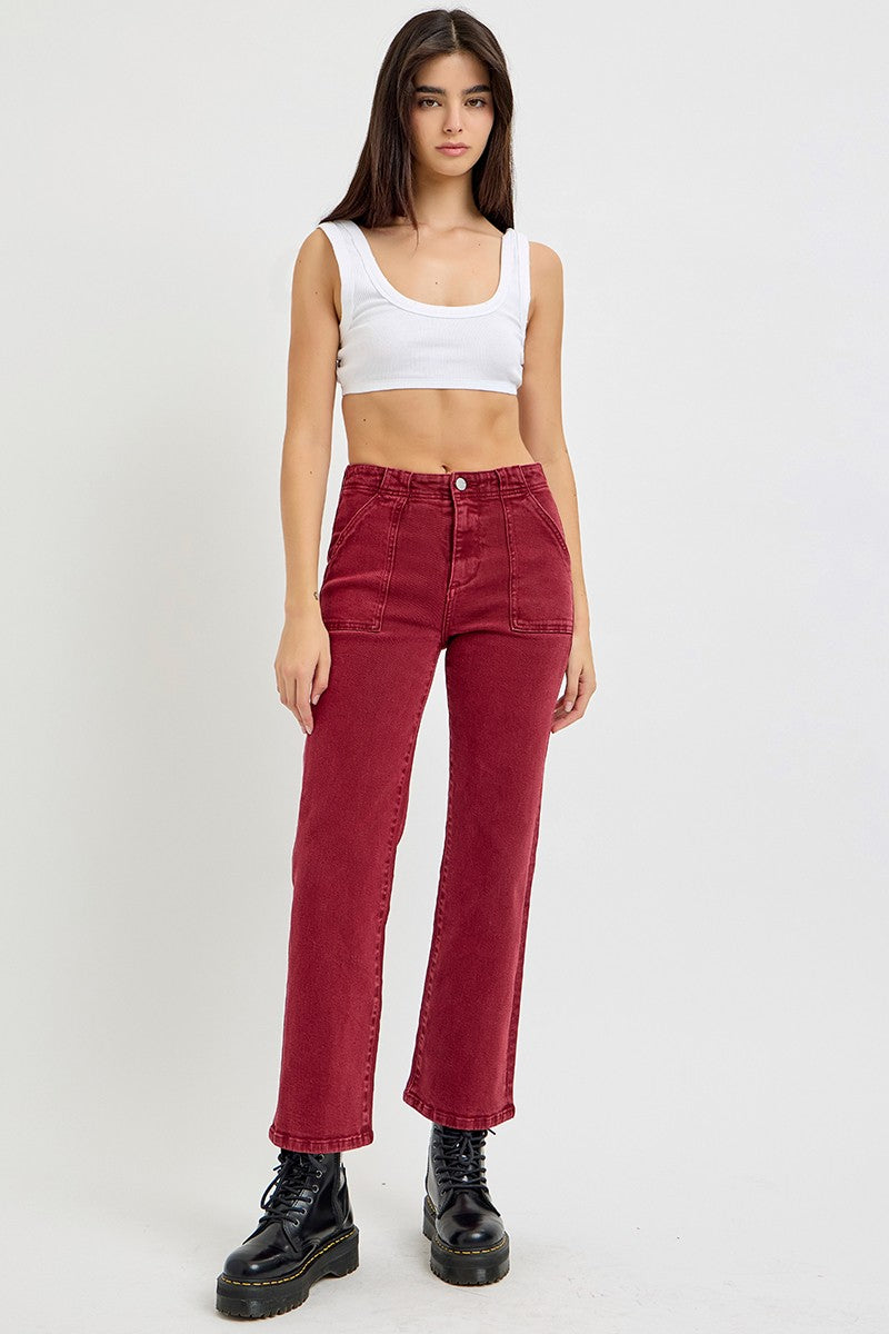 RISEN Full Size High Rise Straight Jeans with Patch Pockets - Sydney So Sweet