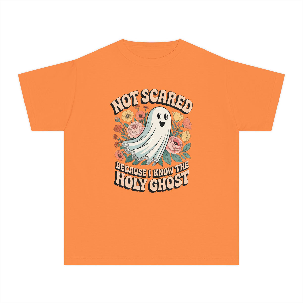 Not Scared Holy Ghost T-Shirt Christian Halloween Kids Graphic Tee