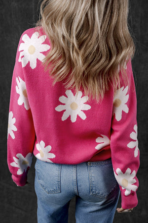 Daisy Round Neck Dropped Shoulder Sweater - Sydney So Sweet