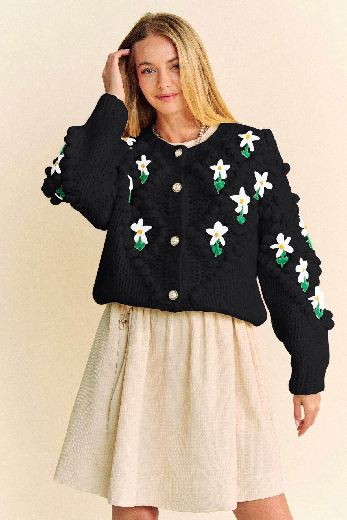 Davi & Dani Floral Pattern Button Down Cardigan - Sydney So Sweet