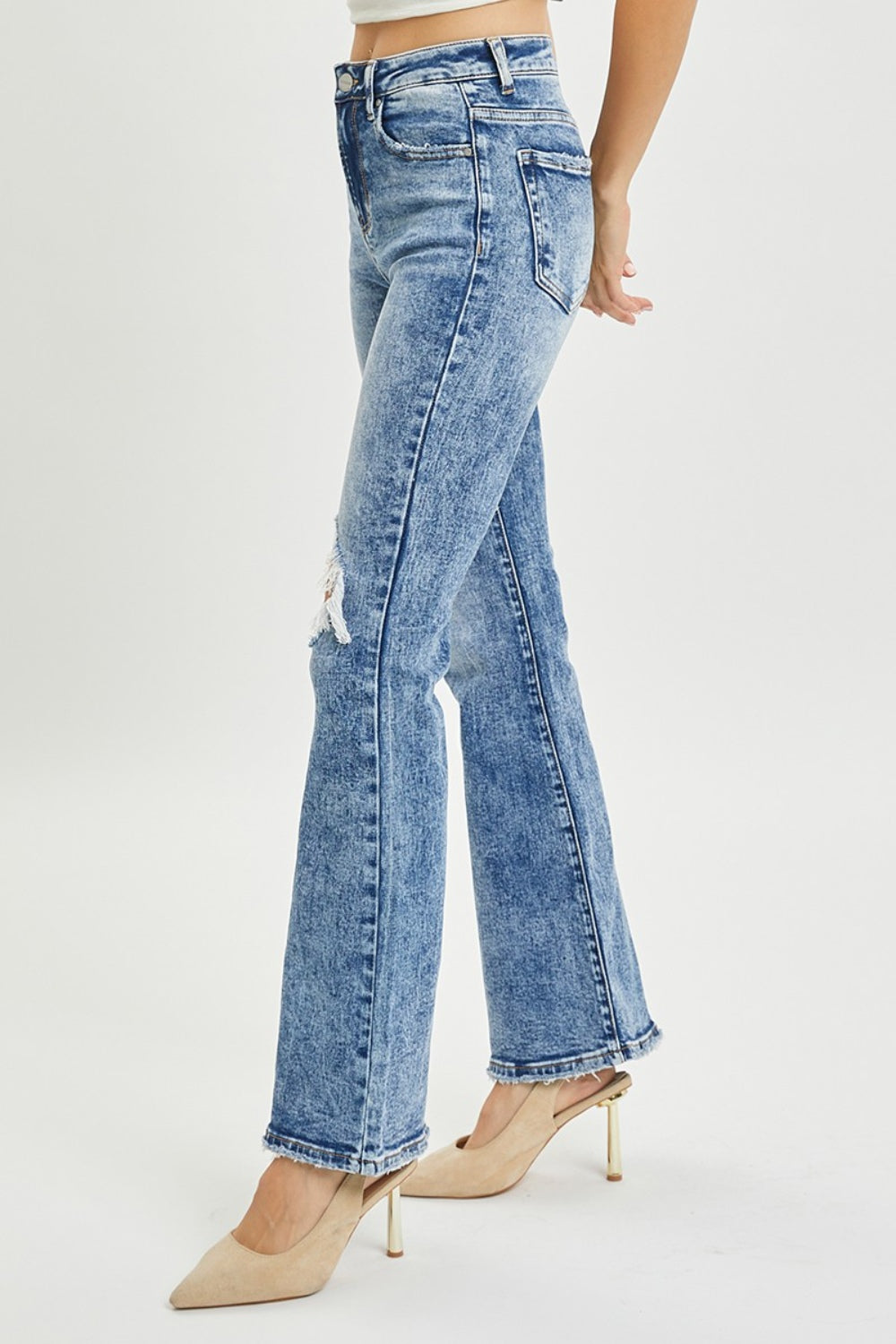 RISEN Full Size High Rise Distressed Flare Jeans - Sydney So Sweet