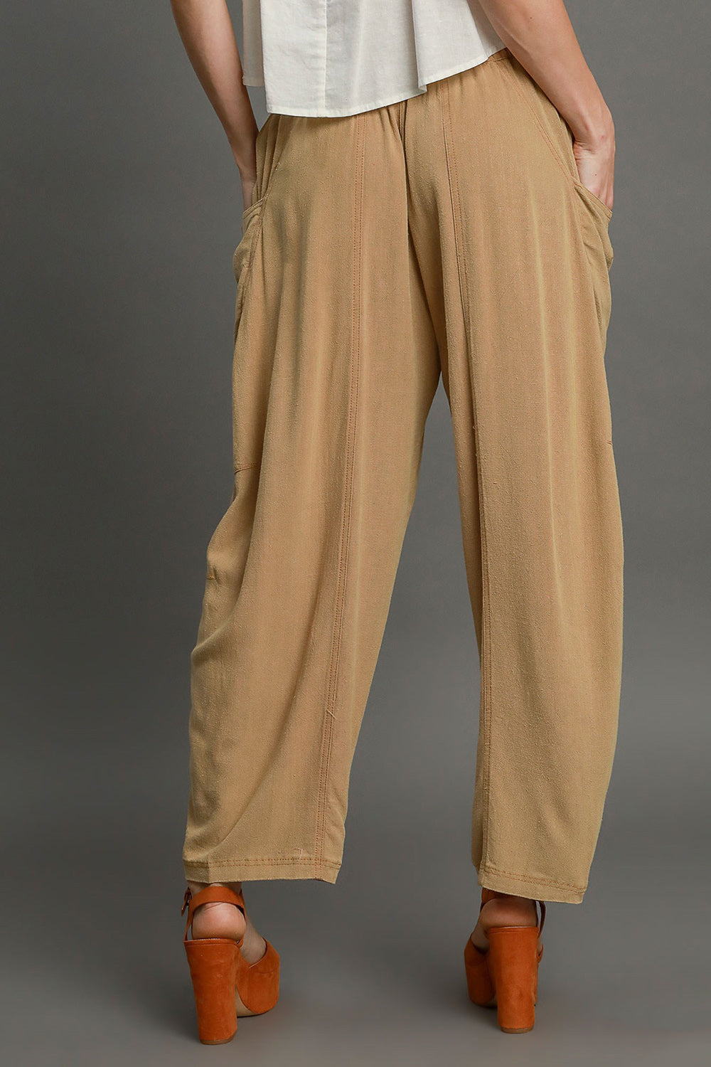 Umgee Elastic Waist Baggy Fit Pants with Pockets - Sydney So Sweet