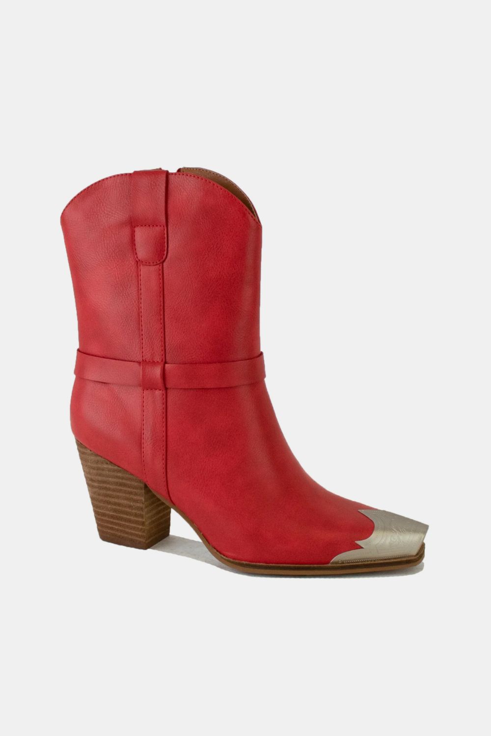 Beast Fashion Faux Leather Metal Toe Ankle Boots - Sydney So Sweet