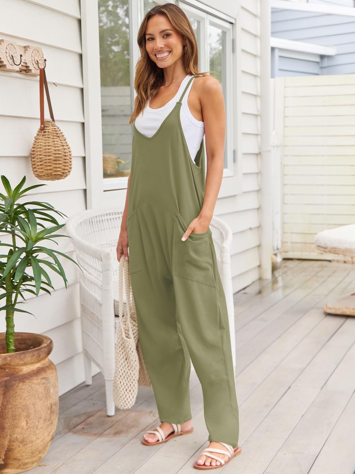 V-Neck Spaghetti Strap Jumpsuit - Sydney So Sweet