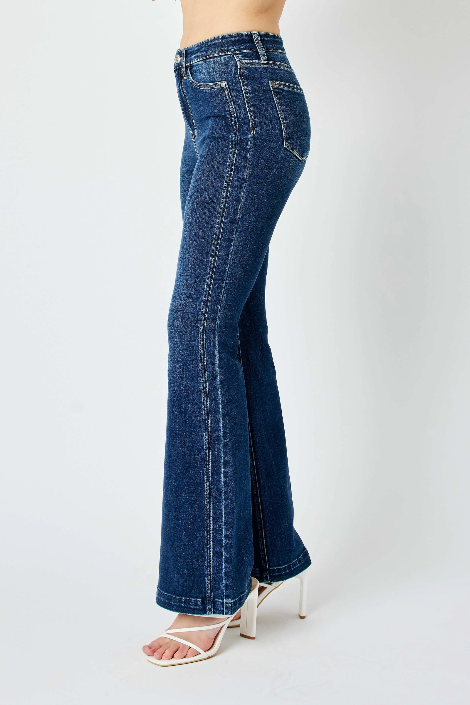 Judy Blue Full Size Hw Angled Side Seam Detail Flare Jeans Plus Size - Sydney So Sweet