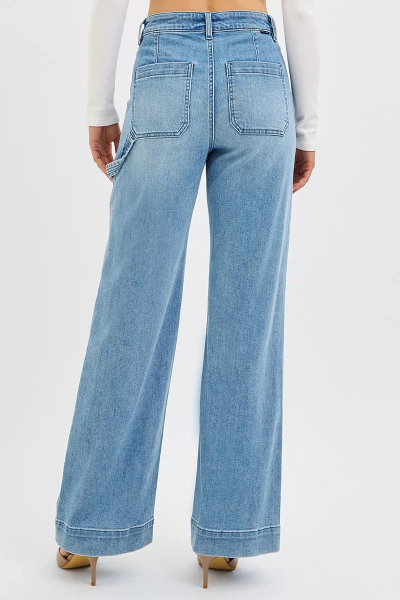 RISEN Full Size High Rise Straight Leg Jeans with Front Pockets Plus Size - Sydney So Sweet