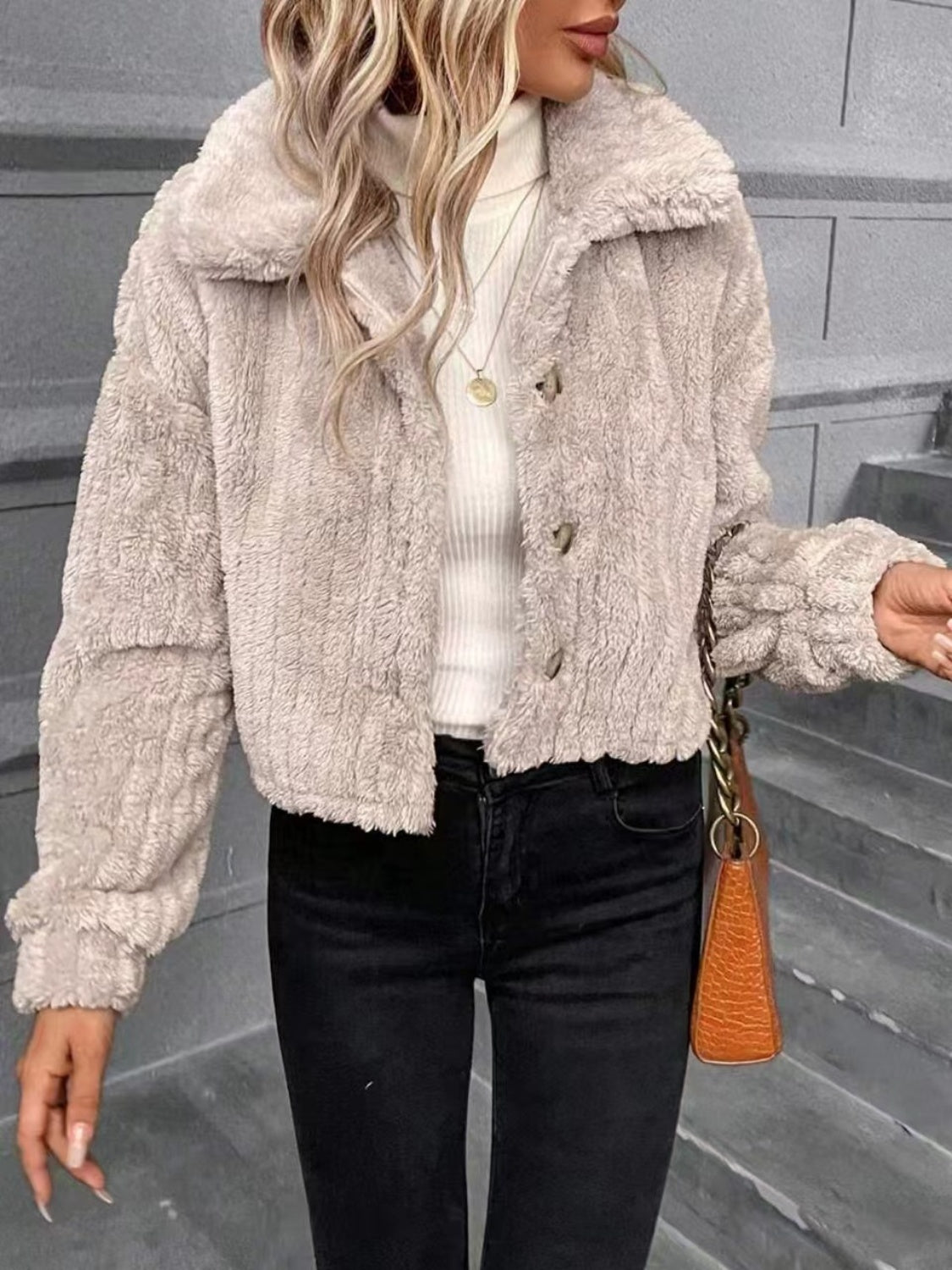 Button Up Long Sleeve Fuzzy Outerwear - Sydney So Sweet