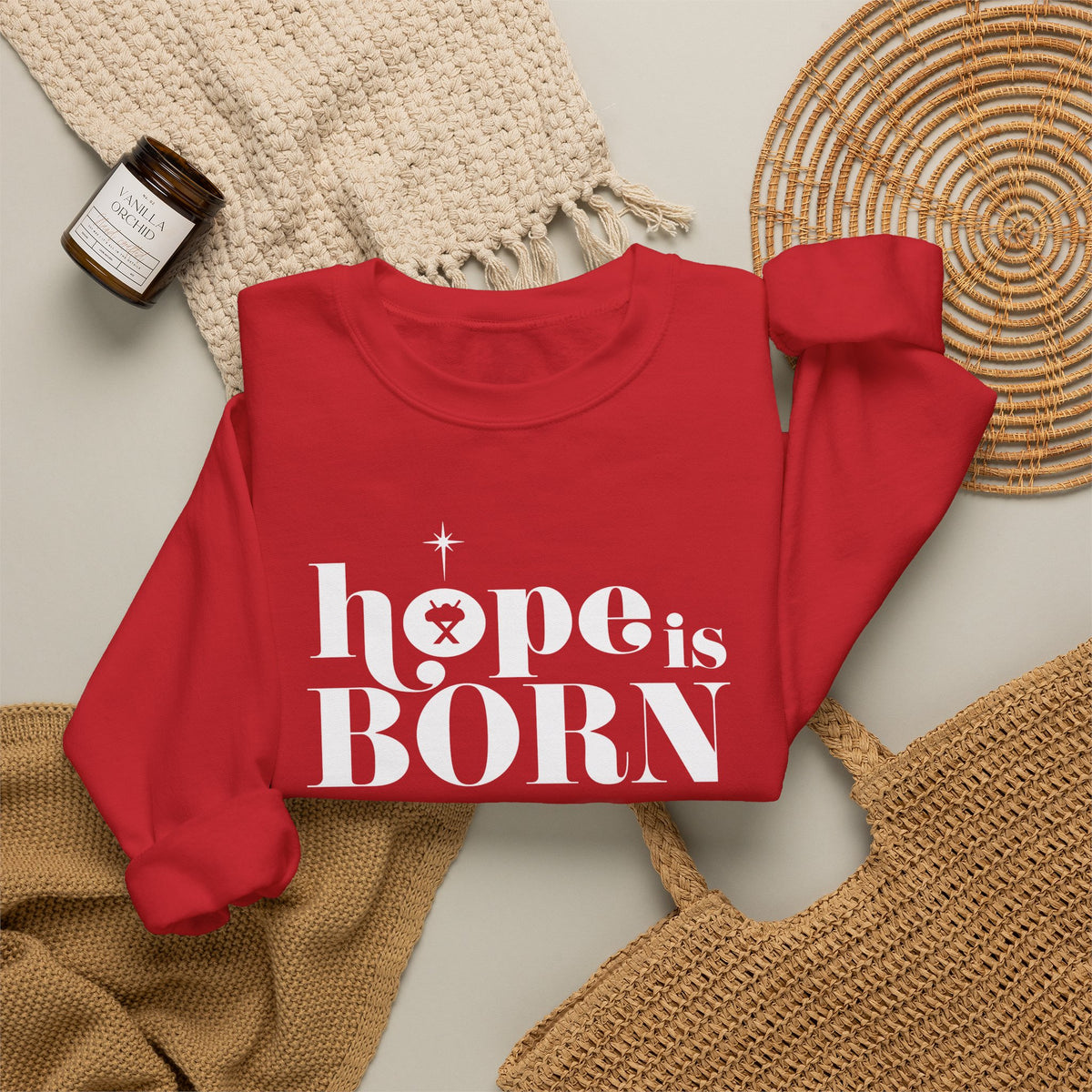 Hope is Born Nativity Christmas Season Crewneck Unisex Sweatshirt
