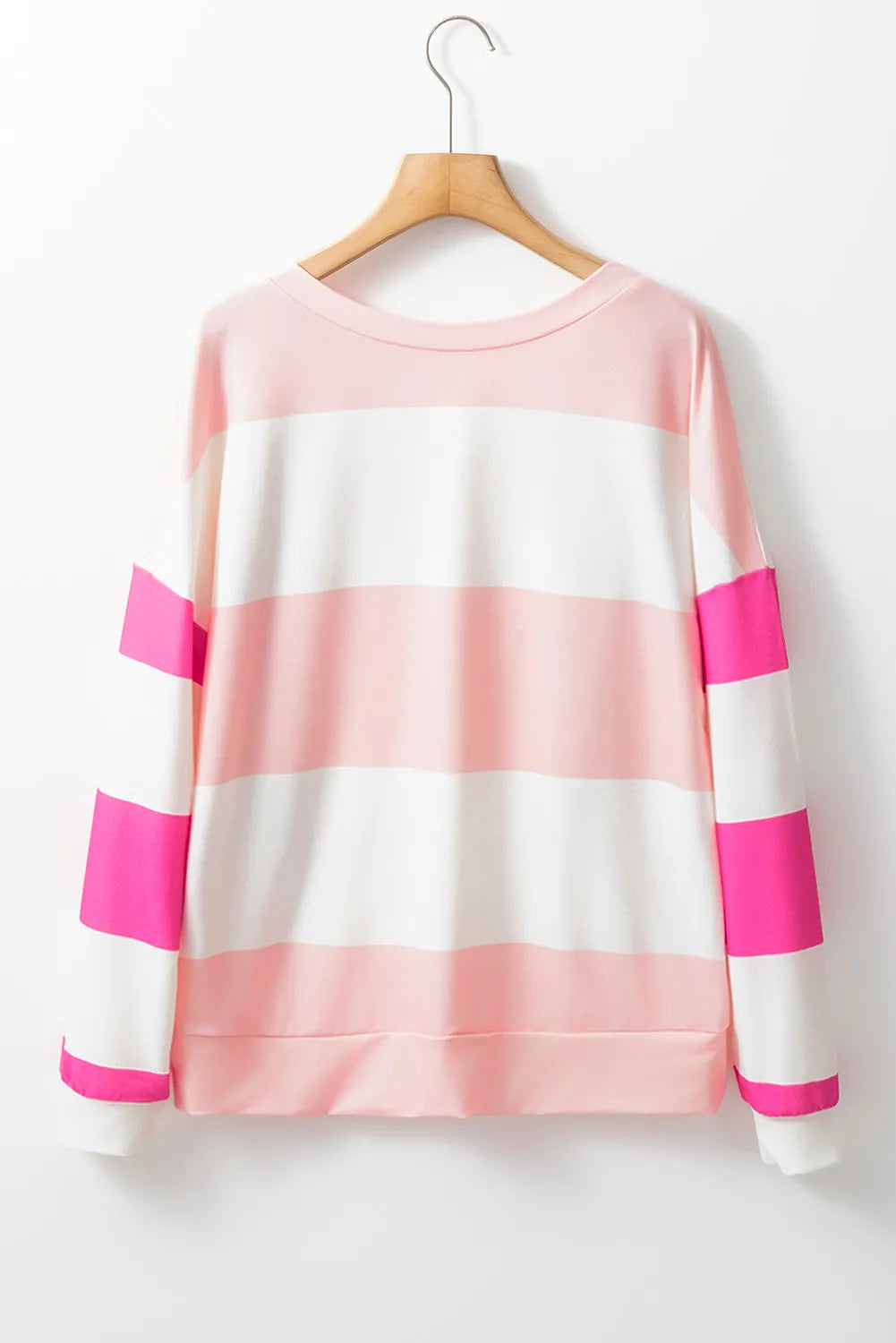 Contrast Color Block Round Neck Long Sleeve Top - Sydney So Sweet