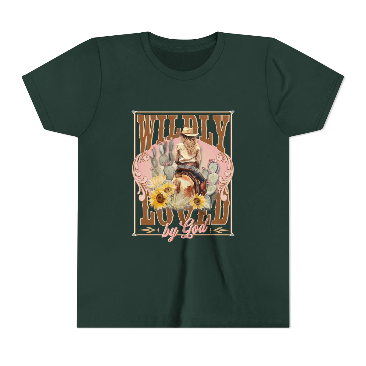 Wildly Loved by God Kids T-Shirt Christian Cowgirl & Horse Graphic Tee