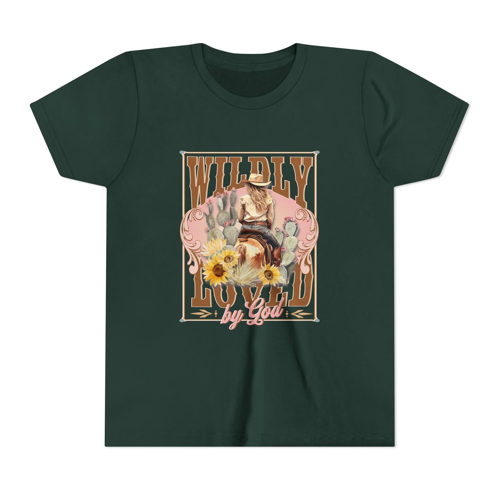 Wildly Loved by God Kids T-Shirt Christian Cowgirl & Horse Graphic Tee