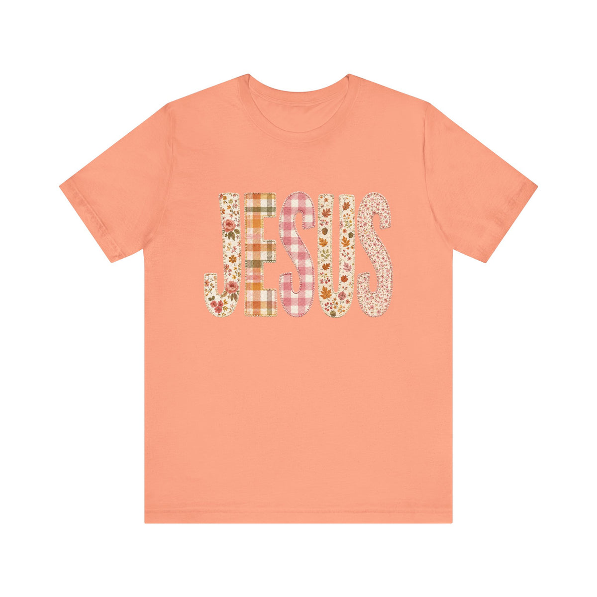 JESUS Floral Plaid Tee Women's Christian Graphic T-Shirt