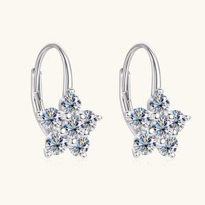 1.2 Carat 925 Sterling Silver Moissanite Flower Huggie Earrings - Sydney So Sweet