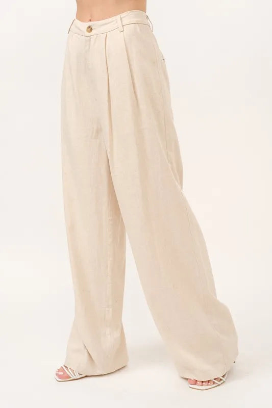 And The Why High-Rise Wide Leg Linen Blended Pants - Sydney So Sweet