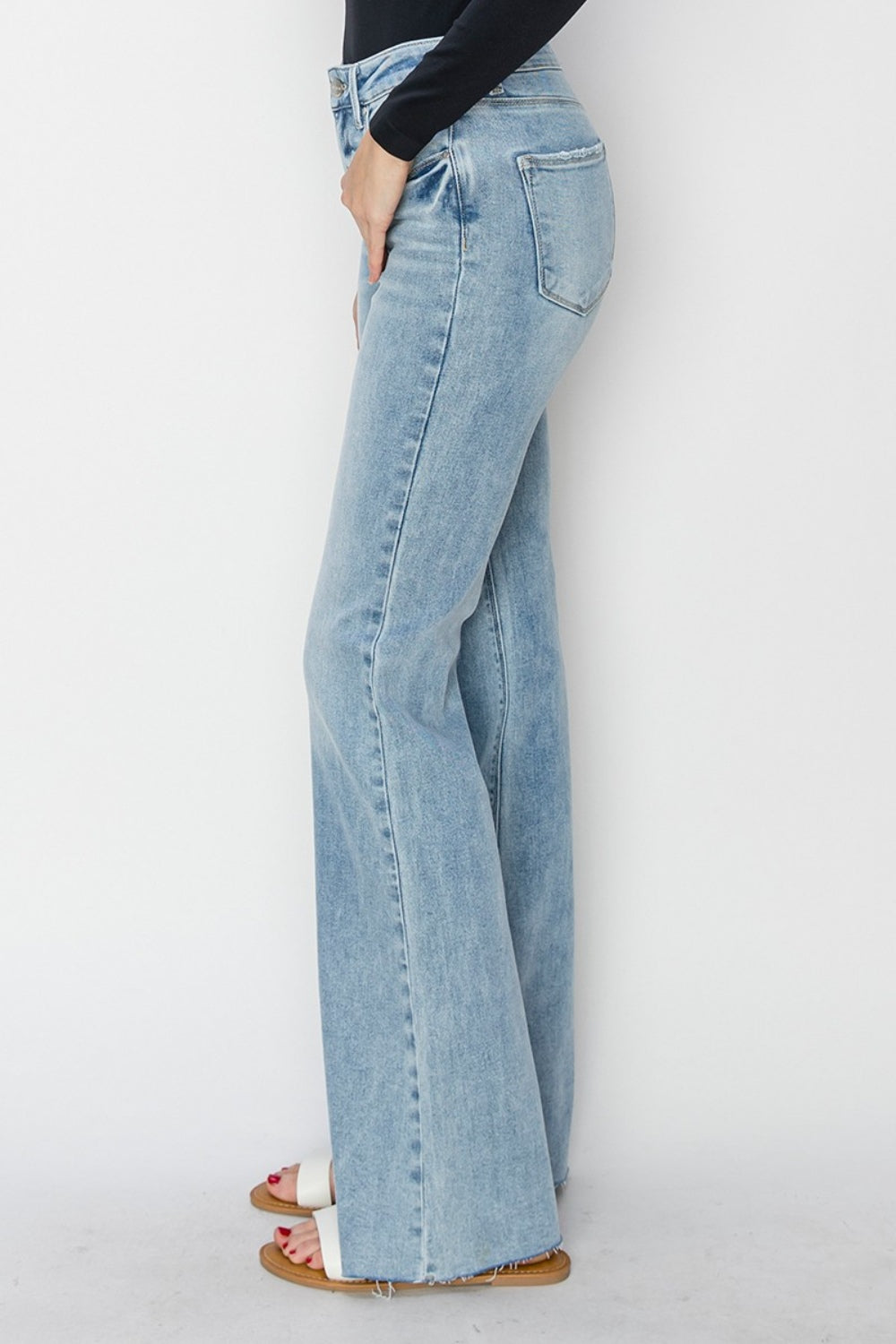 RISEN Full Size High Rise Raw Cut Hem Bootcut Jeans - Sydney So Sweet