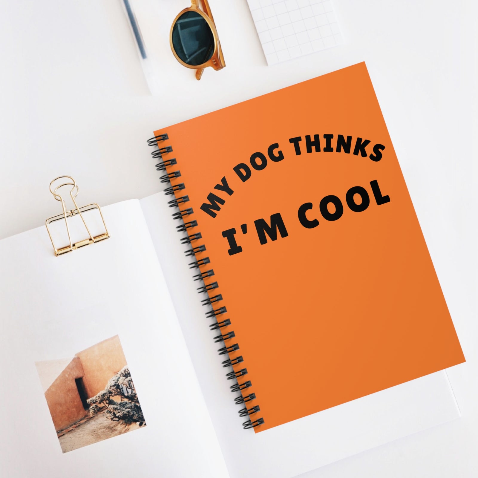 My Dog Thinks I'm Cool Dog Mom Ruled Spiral Notebook Journal