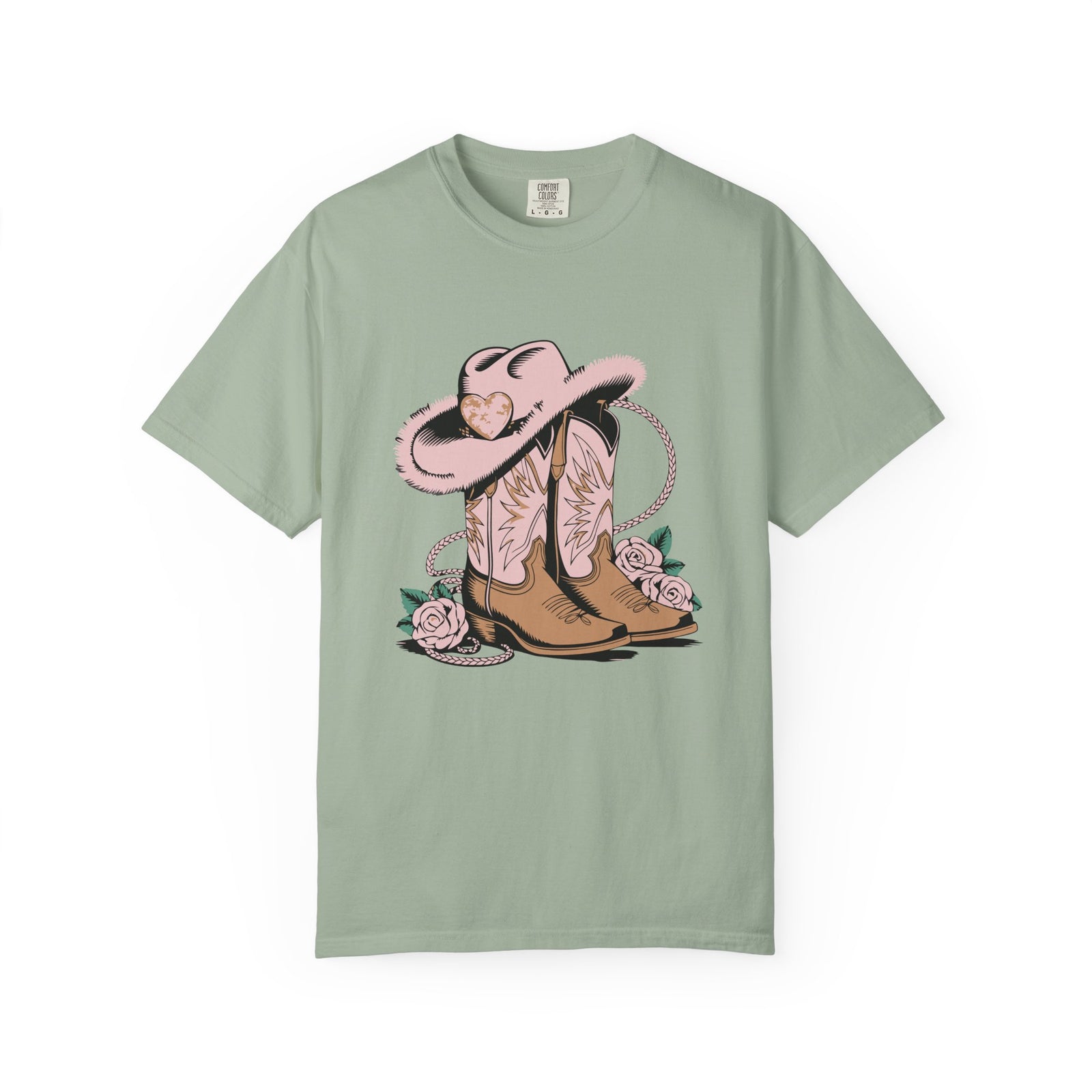 Cowgirl Valentine Boots & Hat Graphic T-Shirt Short Sleeve Tee - Sydney So Sweet